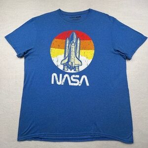 Fifth Sun men's Large T-shirt Blue heather color Distressed NASA Space Shuttle